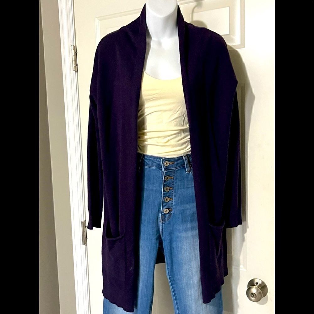 Evolution Deep Purple Two Pocket Open Cardigan